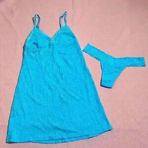 Cosabella Blue Floral Lace Cami Top Panties Lingerie Set Womens Size Small